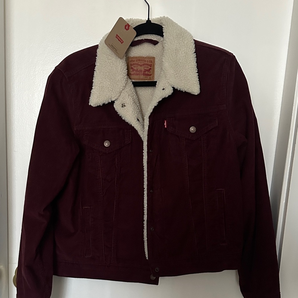 Levi's Women's Deep Red Sherpa Jean Jacket